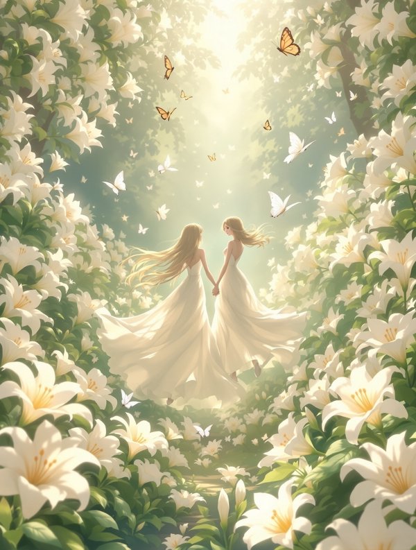 百合盛放的庭院